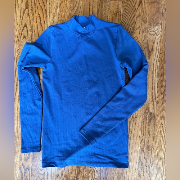 Athleta Blue Ribbed Long Sleeve Top - Picture 1 of 4